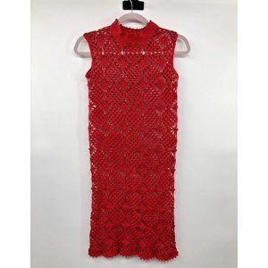Crochet Dress Womens S? Used Red Sleeveless Sheer